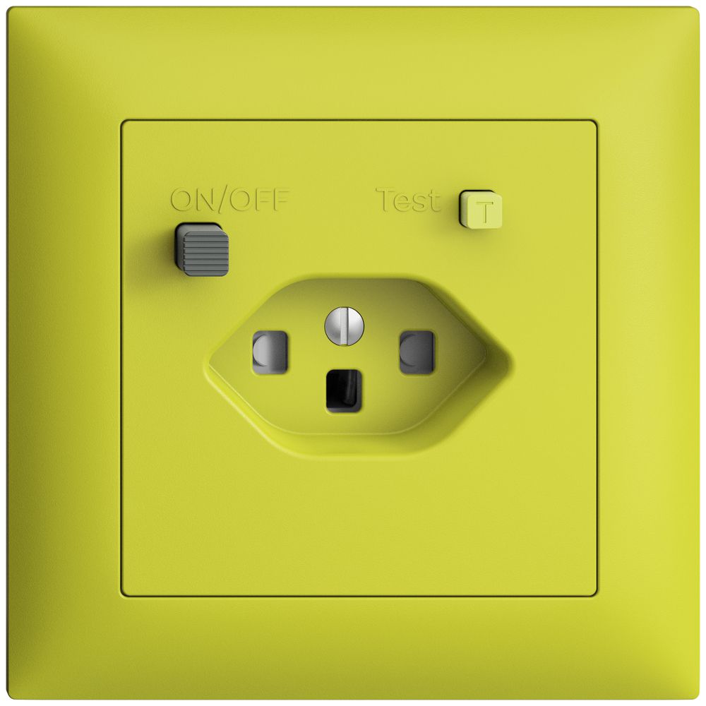 UP-Steckdose EDIZIOdue T23 FI 30mA FMI, shutter, lemon