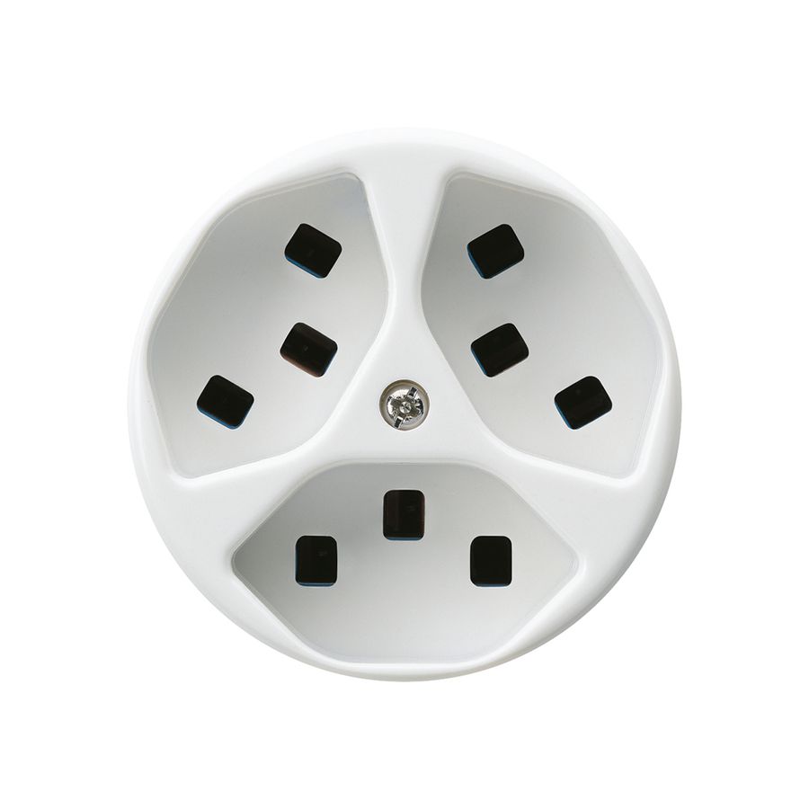 Steckdose Hager basico 3×Typ 23 A weiss