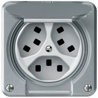 UP-Steckdose robusto 3×T23 16A 250V 86×86mm IP21 Aluminium
