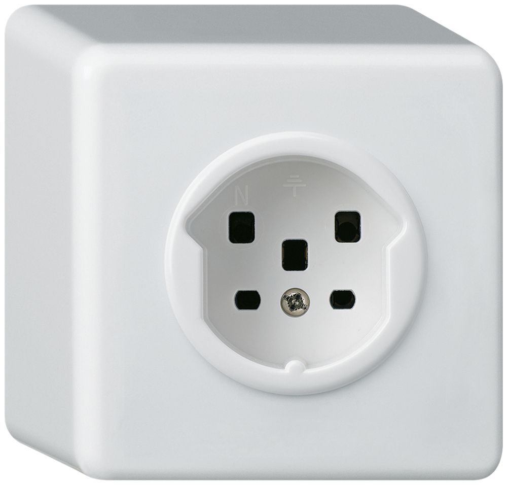 AP-Steckdose HA basico Typ 25 mit Steckklemmen weiss