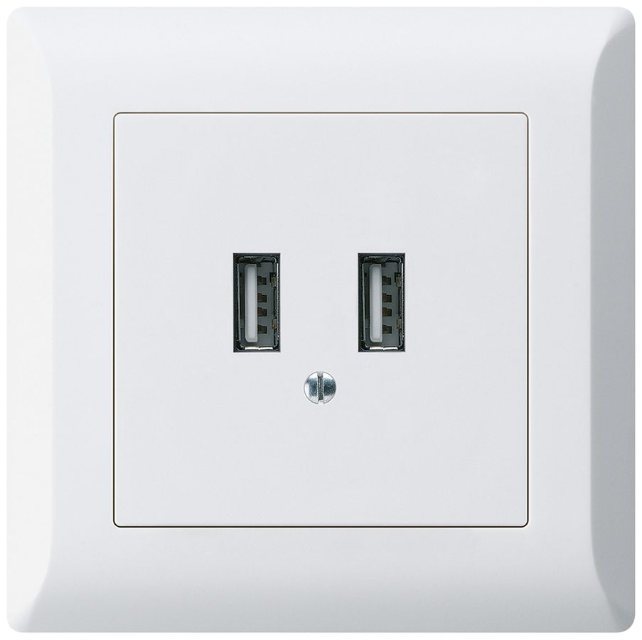 Prise de charge USB ENC Hager kallysto.line 240V 2400mA blanc