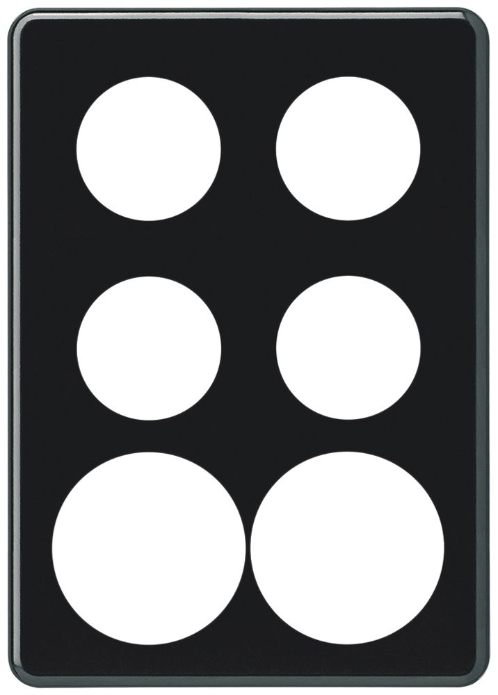 Plaque de recouvrement ENC basico 3×2 4×Ø43mm+2×Ø58mm noir