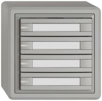 Pulsante universale AP EDIZIO.liv UNI SNAPFIX® c.LED RGB 8× com.1T targ.grc