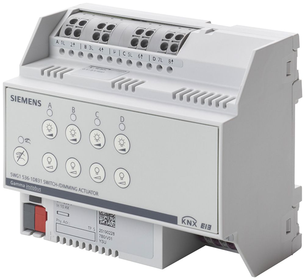 REG-KNX-Schalt-/Dimmaktor Siemens N 536D31, 4×230VAC 10AX, 1…10V