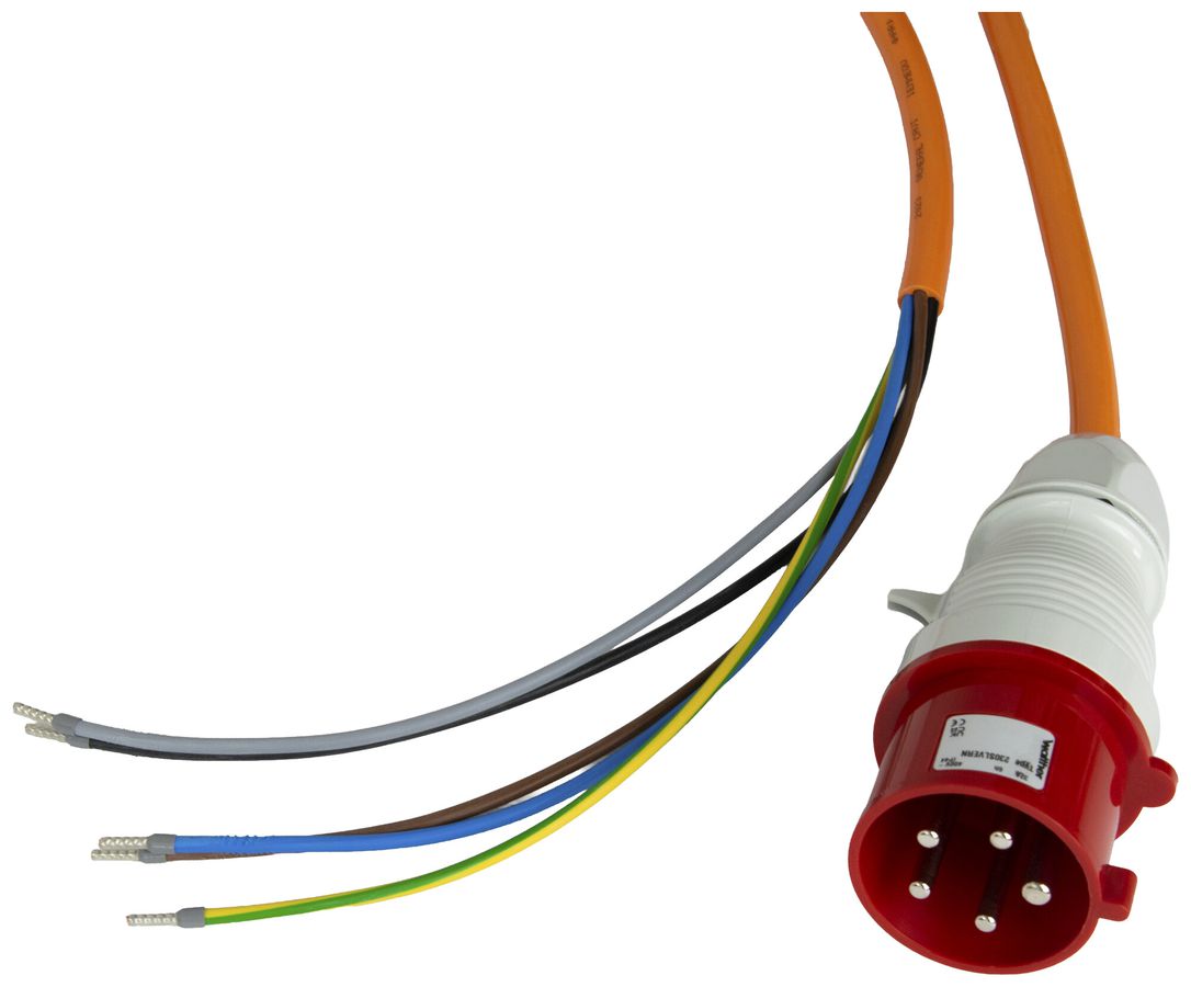 Anschlusskabel DEM PUR 16A 400V 5×4mm² CEE-Stecker 3m or