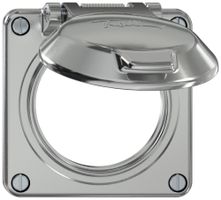 Oberteil ELEMENT SNAPFIX® mit Klappdeckel für Steckdosen IP20 Ø60mm alu