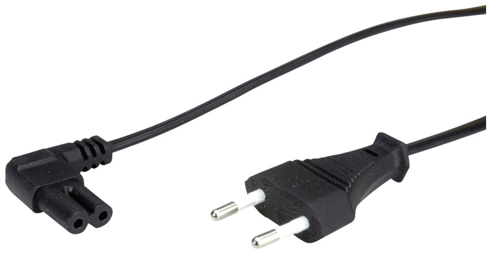 Apparatekabel VALUE T26 → C7 (90°) 2×0.75mm² 250VAC/2.5A schwarz 1.8m