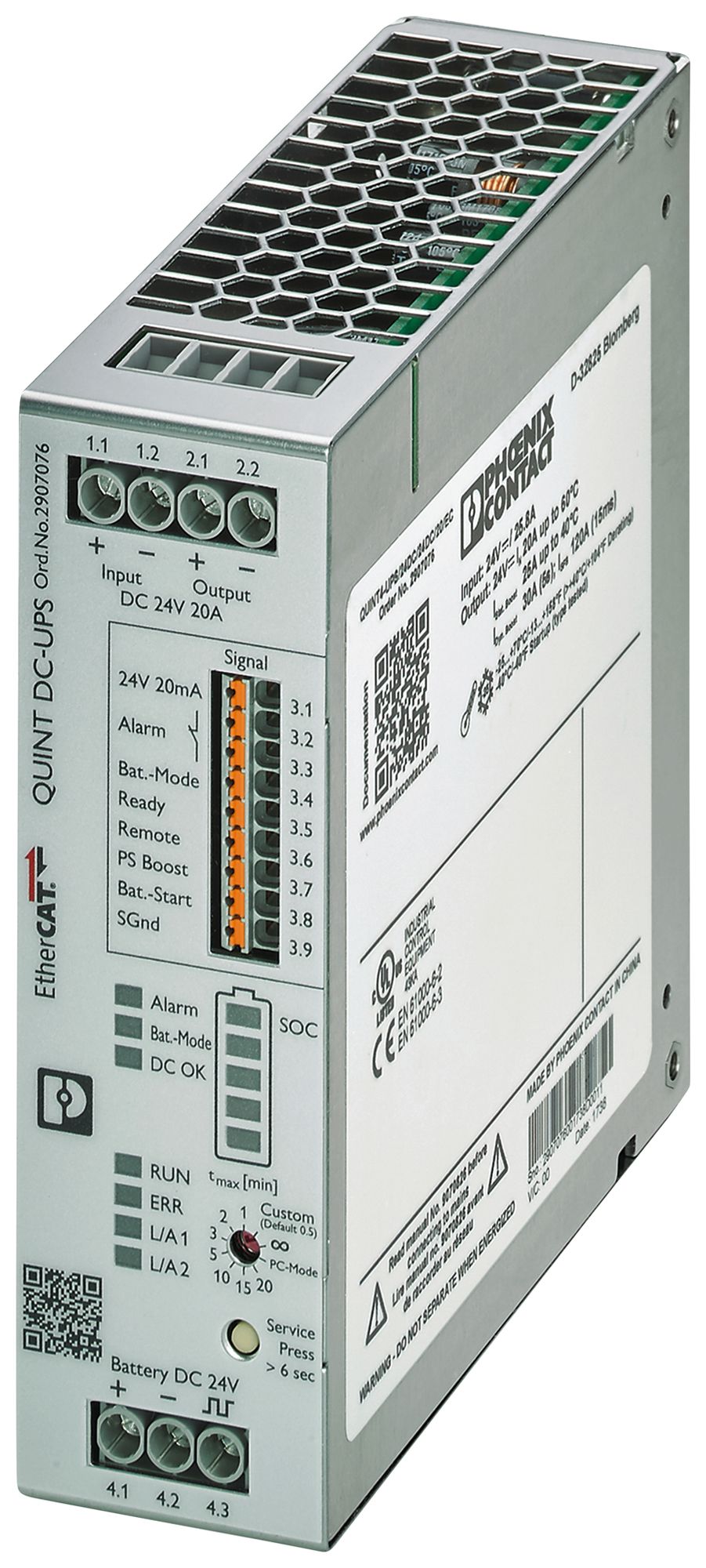 Impianto UPS PX QUINT4-UPS/24DC/24DC/20/EC EtherCAT IN:24VDC OUT:24VDC/20A