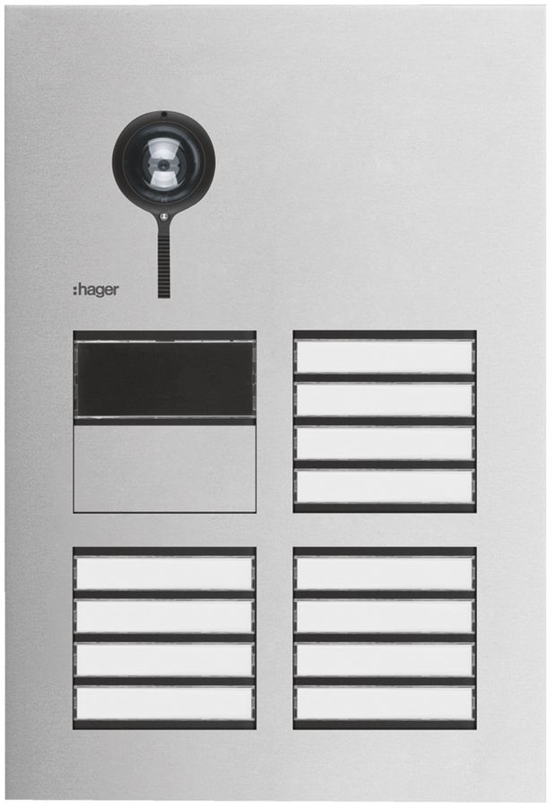 Aussenstation Video Hager elcom.one 2-Draht mit LED für 12Wohnungen Edelstahl