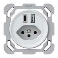 UP-USB-Ladesteckdose origin 1×USB-A 1×USB-C 3000mA 5V mit Typ 13 weiss