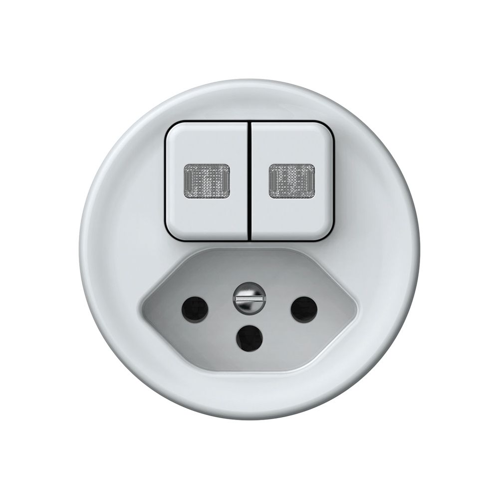 Combinaison origin 2×touches 2×lumineux 2CO+T13 1P 0<1 10A 230V 60×60mm blanc