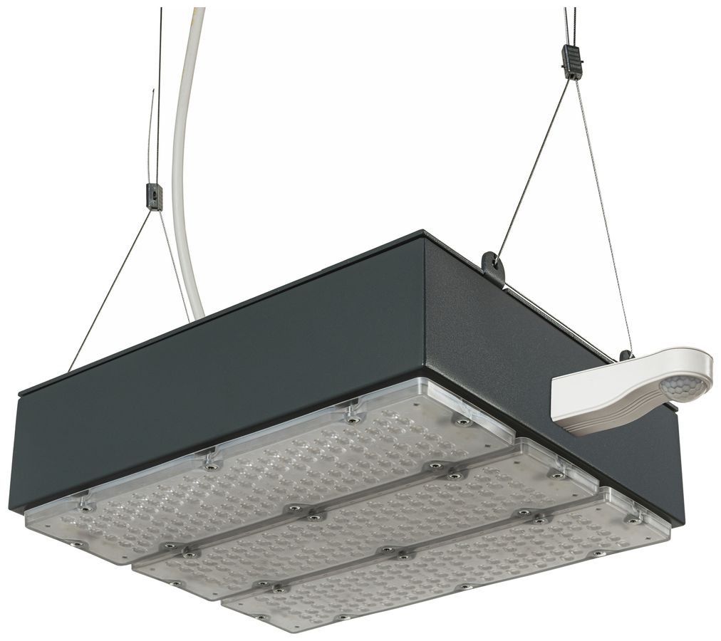 LED-Hallenstrahler Sylvania KubiXx AISLE PIR 83W 14400lm 840 IP65 DALI 440×280