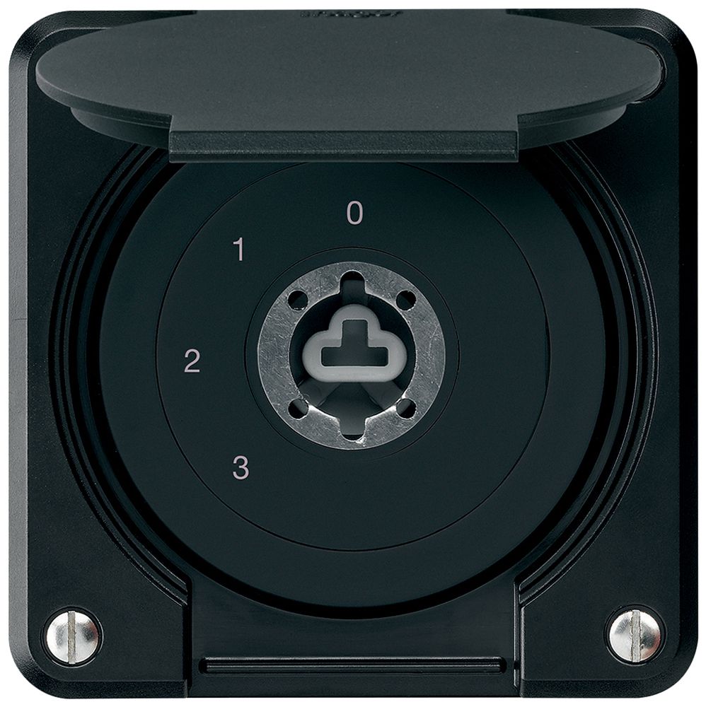 Interrupteur à clé ENC robusto IP55 avec clapet sans cylindre S5/1P noir