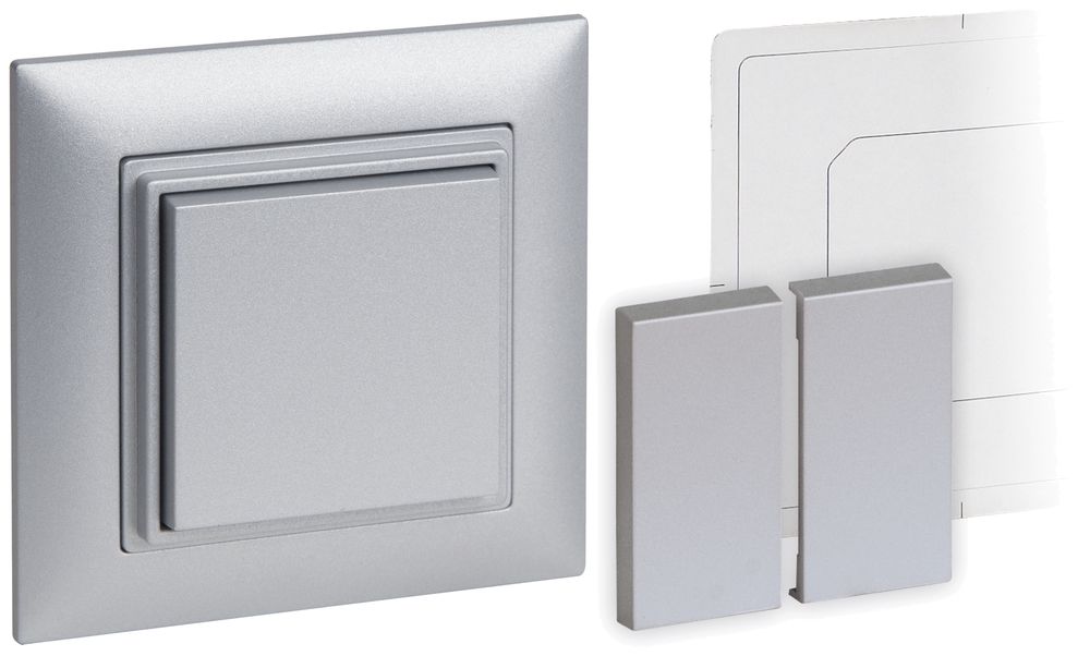 RF-Wandsender AWAG 4-Kanal, Bluetooth, NFC, EnOcean, batterielos, silber