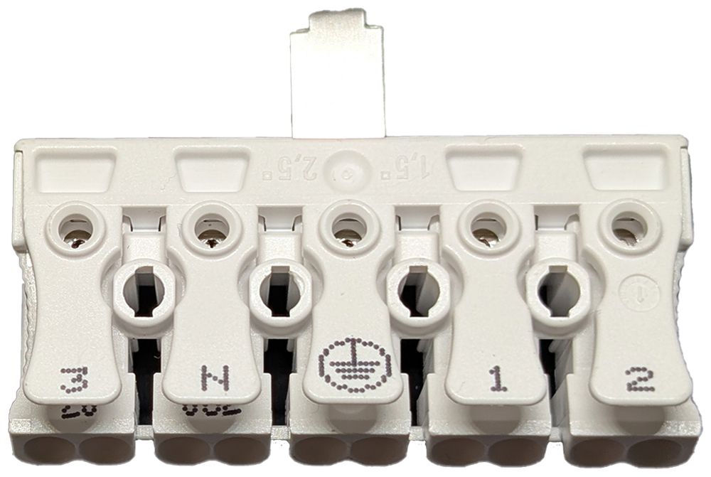 Borne de connexion 5P 0.5…2.5mm² leviers de commande patte de mise à la terre bc