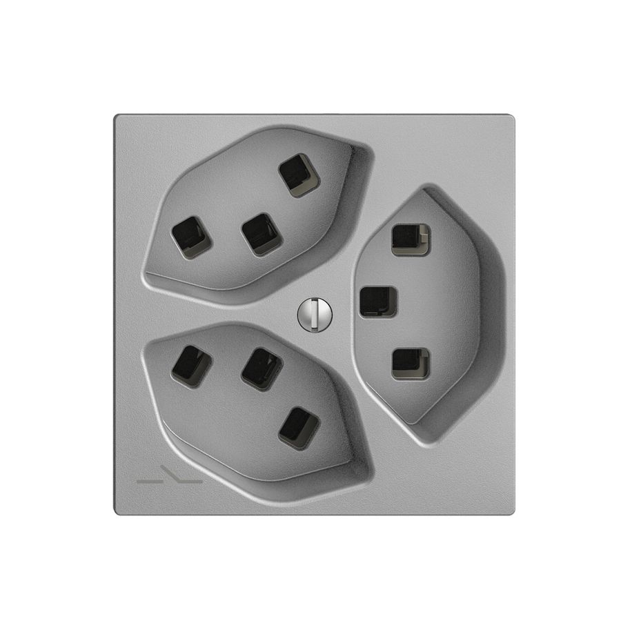 Steckdose 3×T23 Feller EDIZIOdue F, 1×getrennt, Steckklemmen, silver