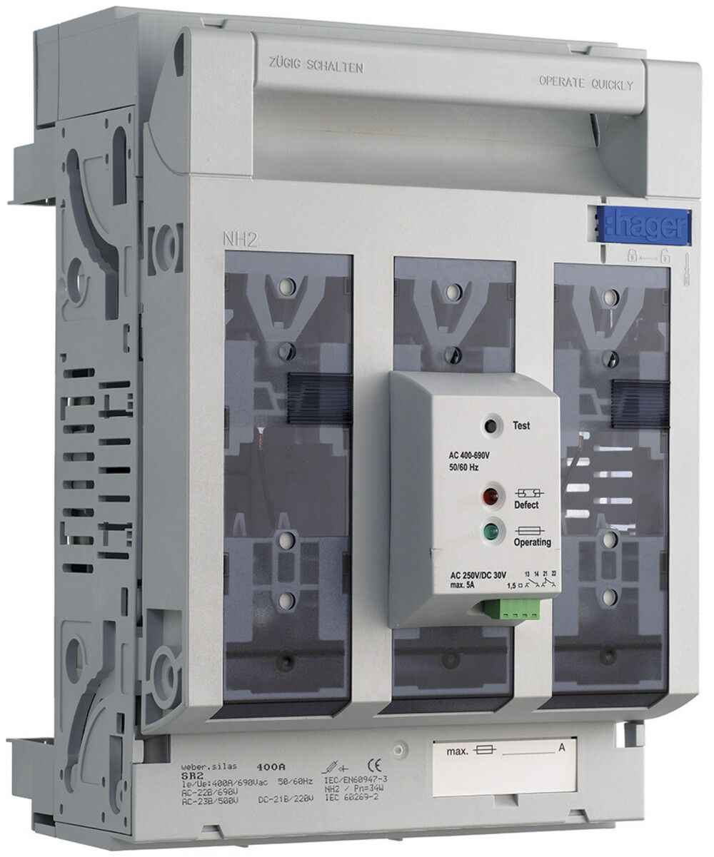 Coupe-circuit HPC weber.silas DIN2 690VAC 400A cavalier p.70mm ht/bs cont.fusib.