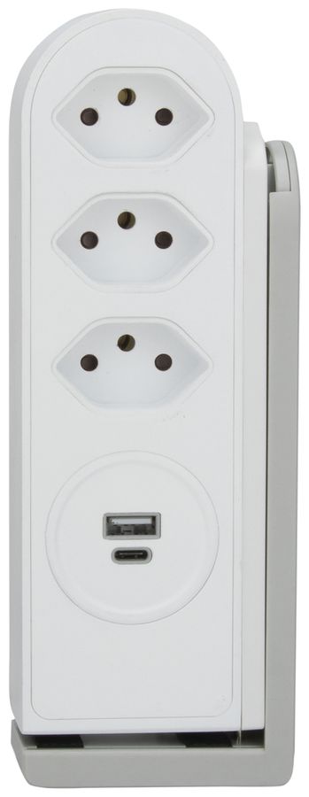 Prise multiple Steffen CLAMP 3×T13 1×USB-A 1×USB-C 1.5m blanc