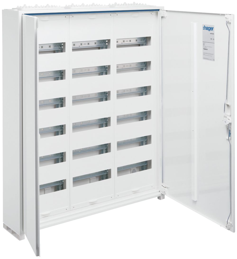 Distributeur AP Hager univers 6 rangées 216UM porte IP44 800×950×160mm