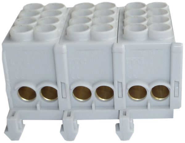 Hauptleiter-Klemme HLAK 3L, 2×35mm², 2×25mm², grau