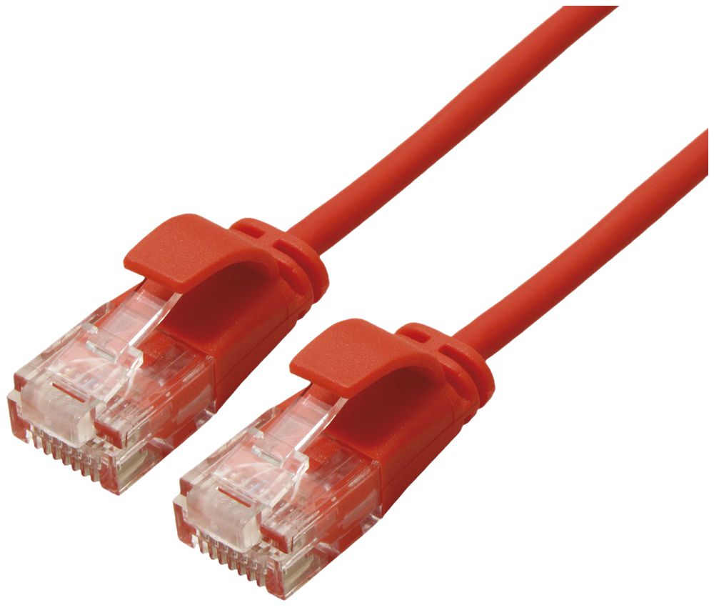 Câble patch RJ45 ROLINE Slim, cat.6A U/UTP, rond, rouge, 1.5m