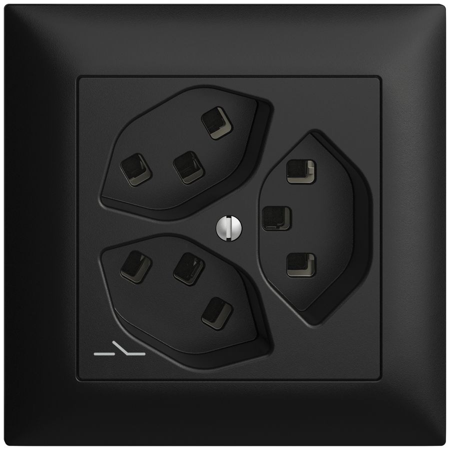 UP-Steckdose 3×T23 Feller EDIZIOdue FMI, 1×getrennt, Steckklemmen, schwarz