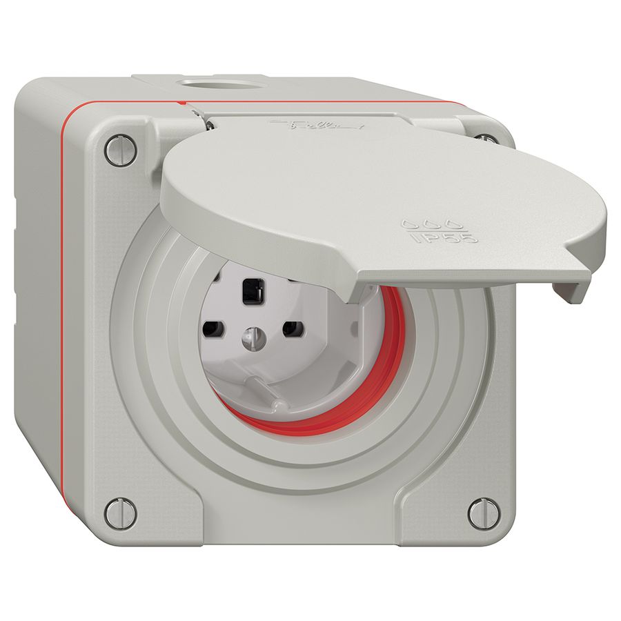 Prise NAP NEVO, 1×T25, IP55 d'après SN 441011, a.joint rouge, gris clair