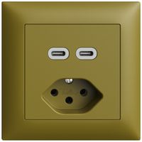 Prise ENC USB 2×type C + type 13 Feller EDIZIOdue FMI 230V 3000mA olive