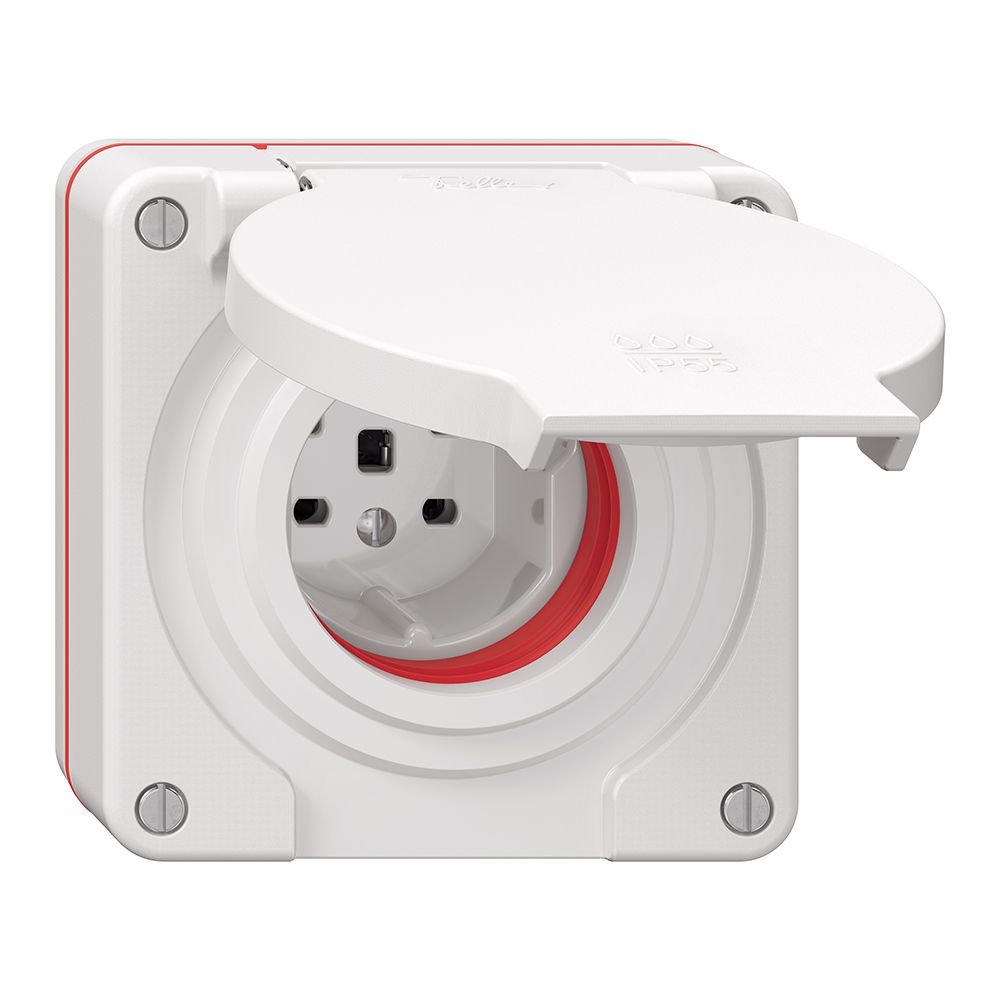 Prise NUP NEVO, 1×T25, IP55 d'après SN 441011, a.joint rouge, blanc