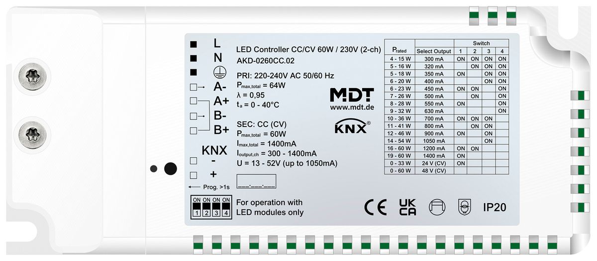 Alimentation LED KNX MDT AKD-0260CC.02 2-can 60W 220…240V