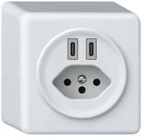 AP-USB-Ladesteckdose origin 2×USB-C 3000mA 5V mit Typ 13 weiss