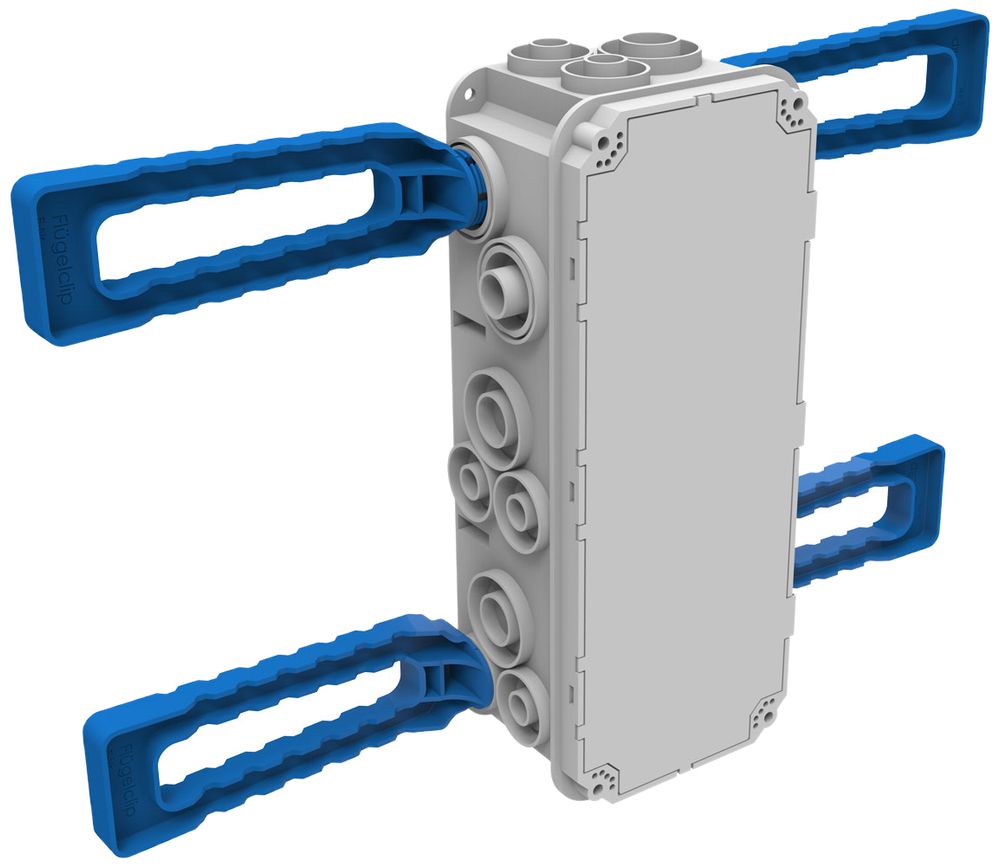 UP-Einlasskasten Spotbox UP3, 3×1, mit 4 Flügelclips M20, grau
