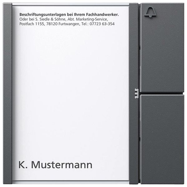 Modulo tasti bus Siedle, con portaetichette e 1 tasti 99×99×27mm, grigio