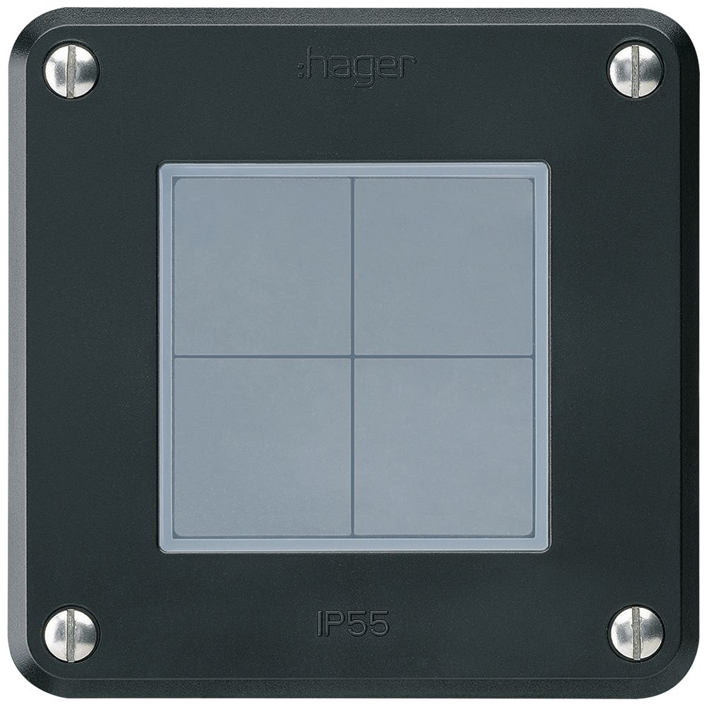 Pulsante KNX Hager BA robusto A quadruplo 86×86mm nero