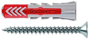 Universaldübel Fischer DUOPOWER S 5×25mm mit Schraube 4×35mm Nylon grau/rot