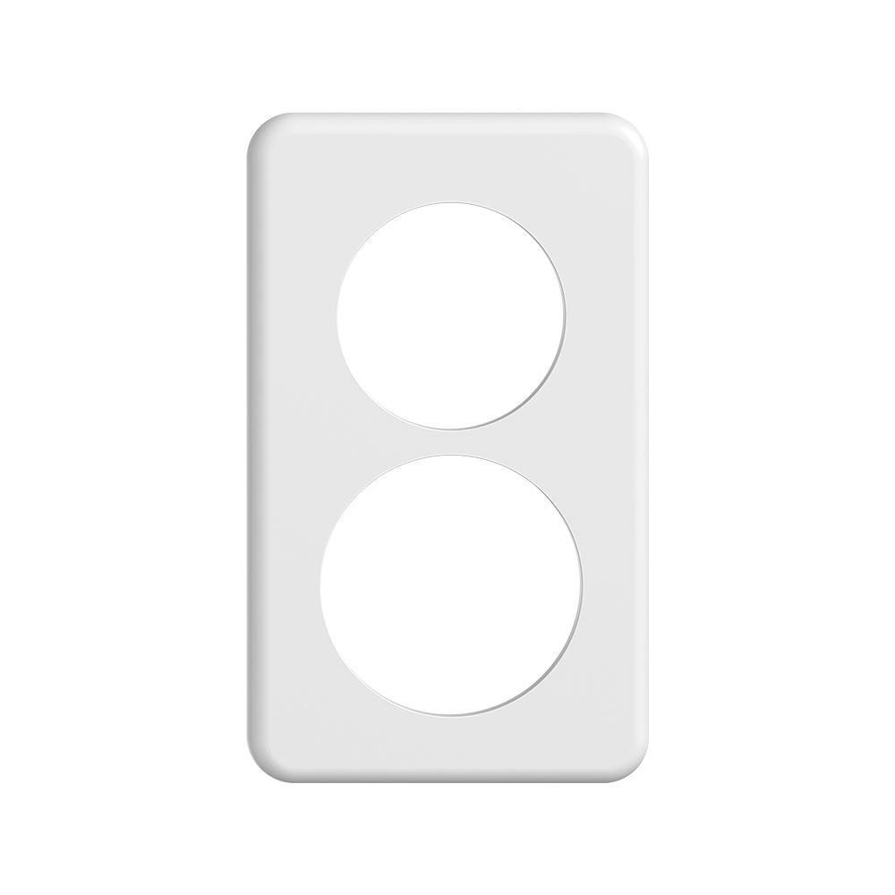 Abdeckplatte STANDARDdue 2×1 weiss 1×Ø50, 1×Ø58