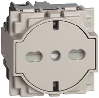 Prise Living Now Schuko/Italie 2 modules 16A socle rétractable sand