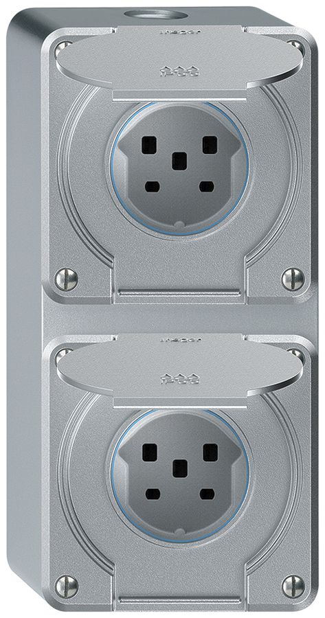 AP-Kombination robusto 2×1, 2×Steckdose T25 IP55 aluminium