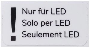 Warnaufkleber ELBRO Nur für LED 30×15mm Transparent