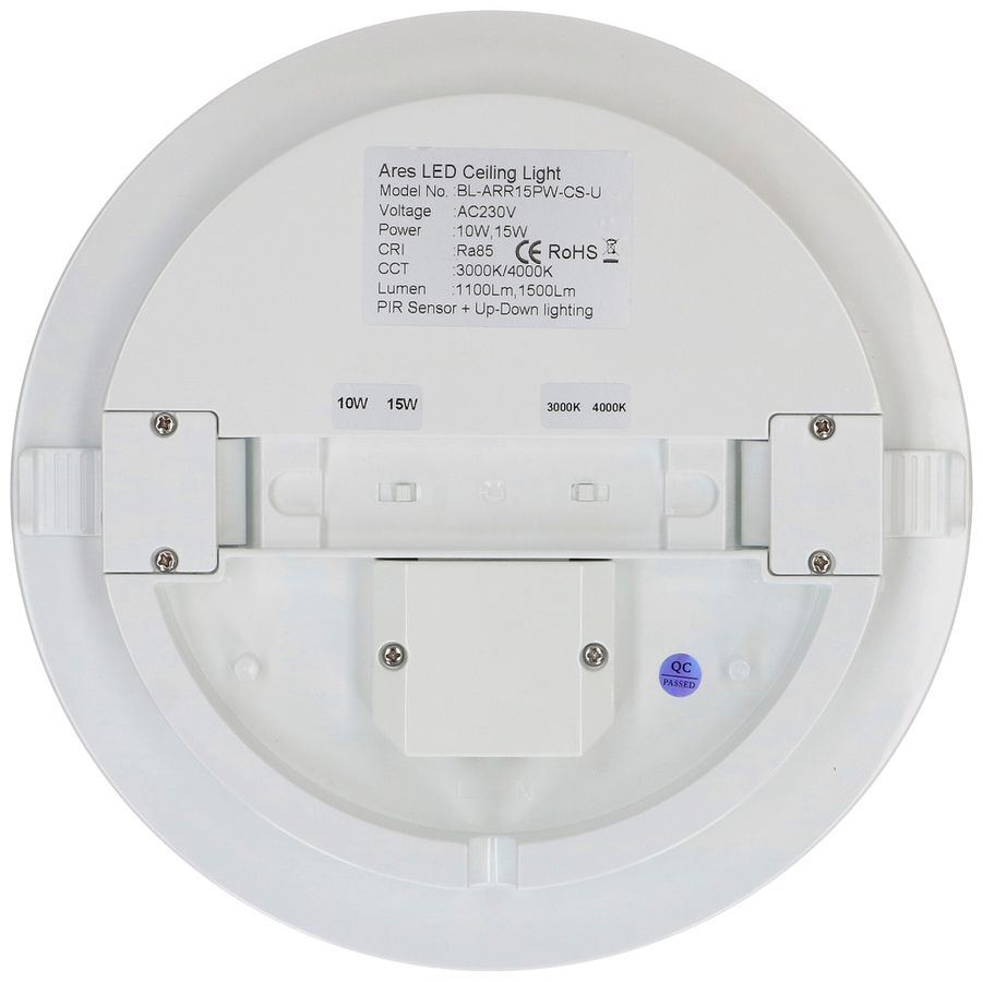 Plafonnier/applique LED MAX HAURI FLAT CCT 22 PIR 15W 3000/4000K IP54 bc