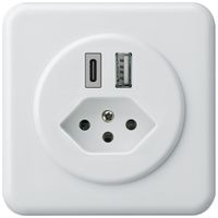 Presa di carica USB INC basico 18W PD 1×tipo A 1×tipo C T13 placca cop&fiss bi