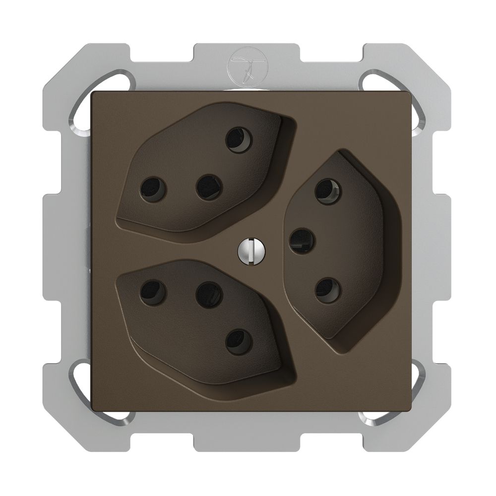 Prise ENC EDIZIOdue 3×T13 coffee 3×S avec shutter