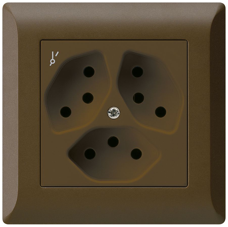 UP-Steckdose kallysto.line 3×T13/1 braun mit Kinderschutz