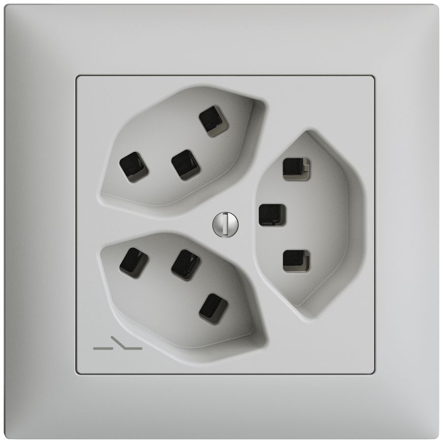 UP-Steckdose 3×T23 Feller EDIZIOdue FMI, 1×getrennt, Steckklemmen, hellgrau