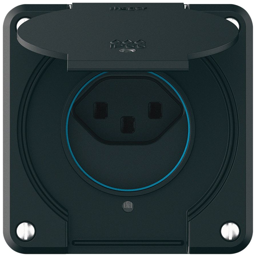 UP-Steckdose robusto 1×Typ 23 beleuchtet IP55 schwarz