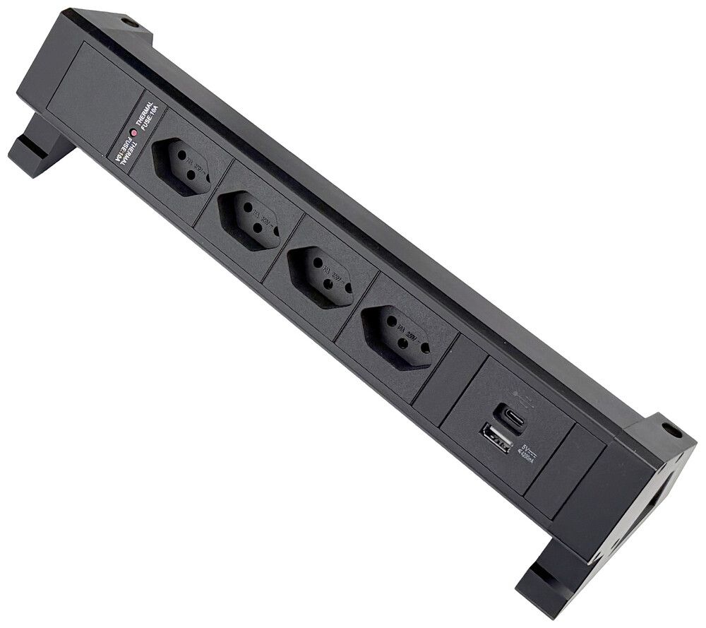 Prise multiple de table Desk-Mountain 4×T13/1×USB-A/1×USB-C 3m T12 F=10A