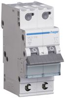 Leitungsschutzschalter Hager MCB QC 2P 1 230V Typ C 16A Icn 6kA Icu 10kA 2TE