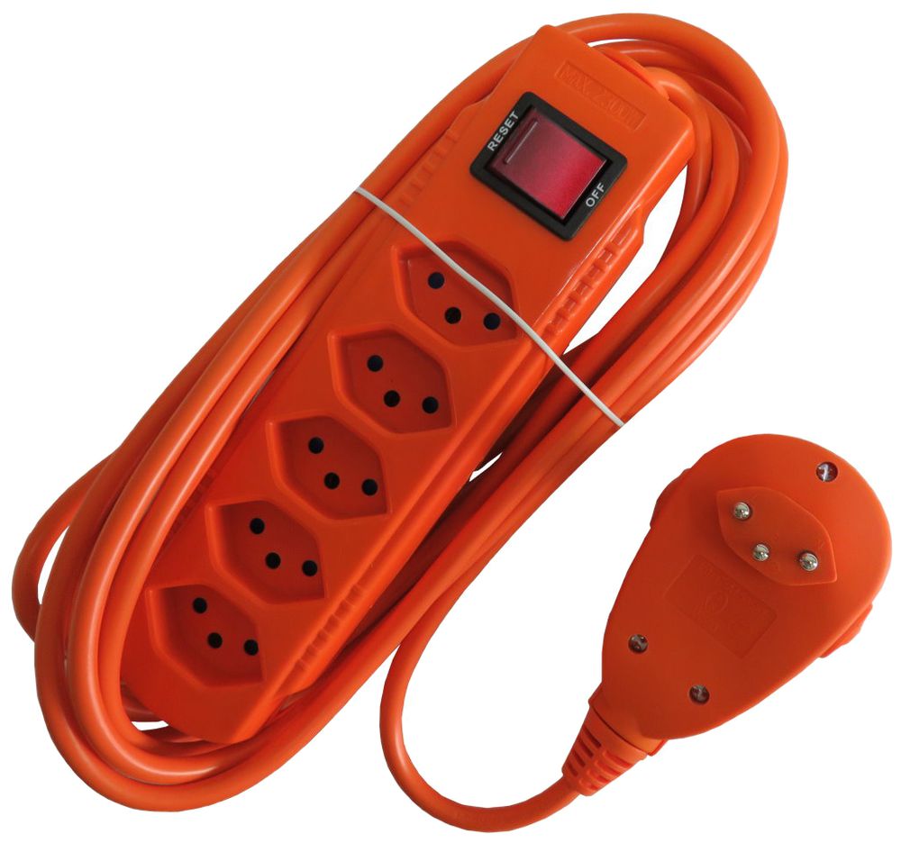 Mehrfachsteckdose mit Schalter ELBROLINE 5×T13 5m orange