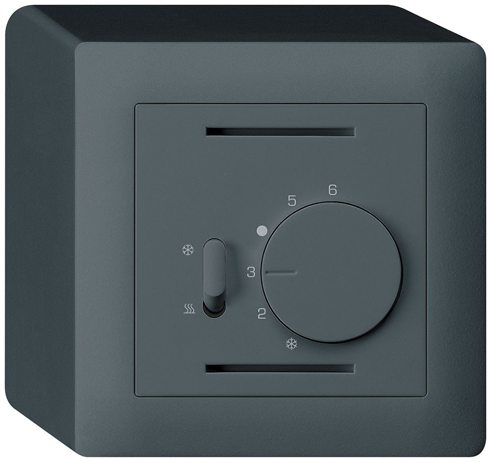 AP-Thermostat Hager kallysto, mit Schalter Heizen/Kühlen, anthrazit