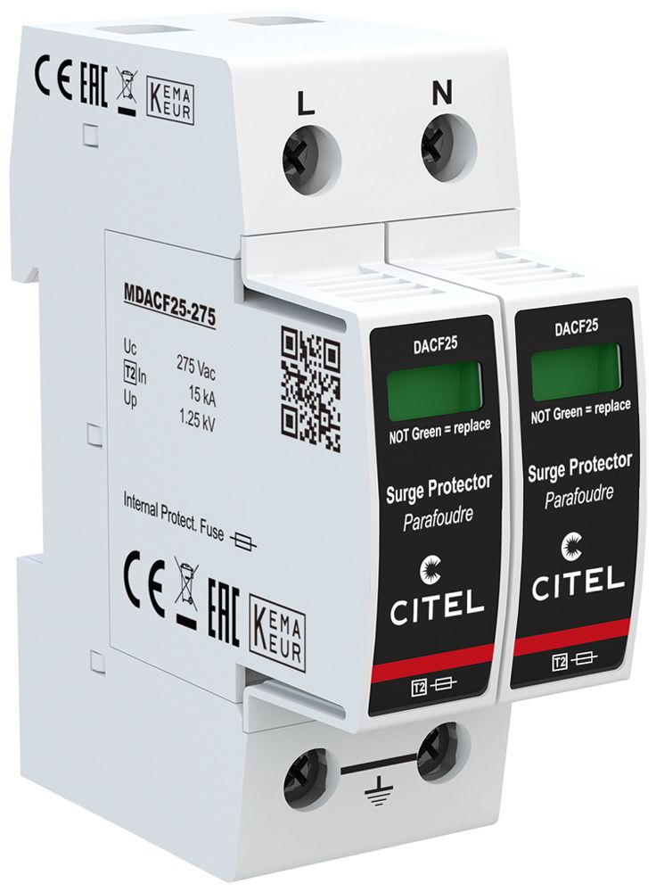 Überspannungsableiter Arthur Flury DACF25-20-275, Typ 2, 2-polig